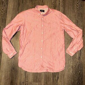 Pull & Bear Shirt Mens Large Pink Button Down Oxford Long Sleeve Casual